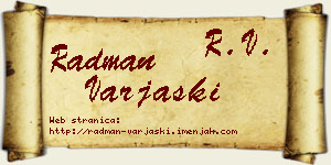 Radman Varjaški vizit kartica